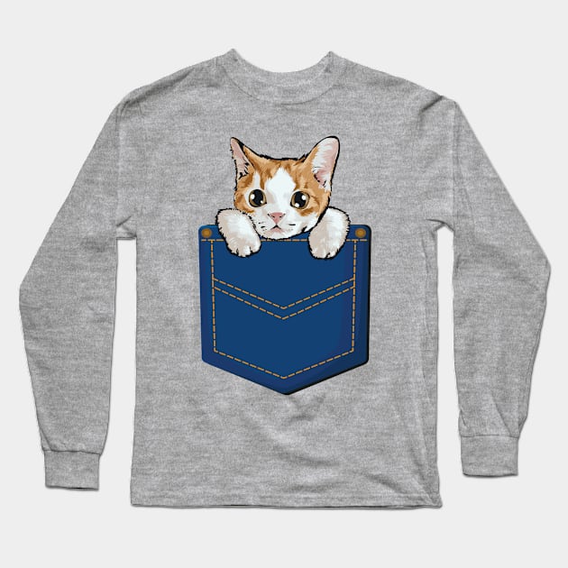 Cute Kitten in Pocket - For Cat Lovers Long Sleeve T-Shirt by Fun Personalitee